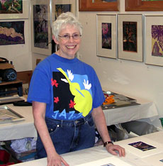 Donna Digance in Dreamscapes Studio, Saturna Island BC